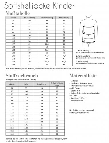 Papierschnittmuster - Softshelljacke  - Kinder - Fadenkäfer