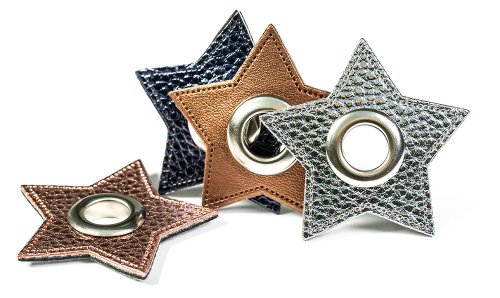 Kunstlederösen - Patches - Stern - marine metallic
