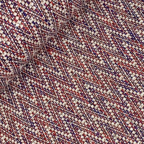 Struktur Jacquard Mantelstoff - Kenzie - blau/rot