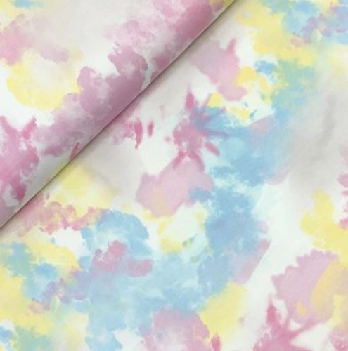 RESTSTÜCK 70cm !!! - French Terry - Summer Look Tie & Dye - rose blue yellow