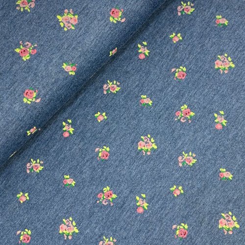 Sweat - brushed - Blumen klein - jeans