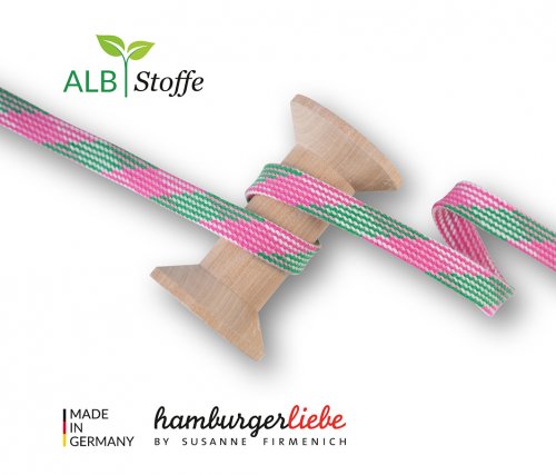 Bio Flachkordel - Twist Me - Plaid - 1,5 cm - Col.3 - Albstoffe - Hamburger Liebe