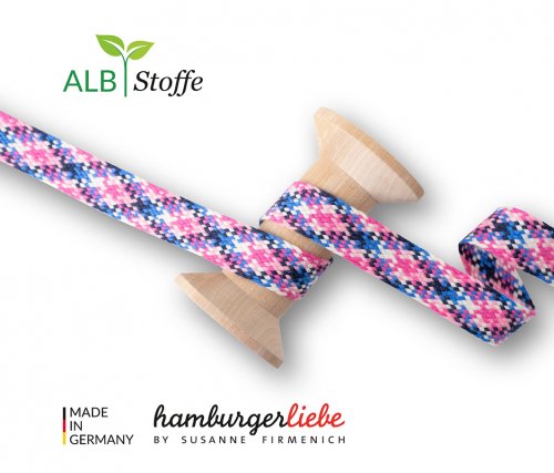 Bio Flachkordel - Twist Me - Check - 2,4 cm - Col.5 - Albstoffe - Hamburger Liebe