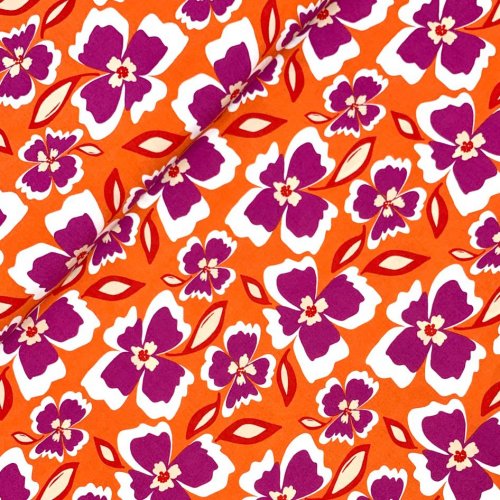 Viskose Popeline - Benice - orange/fuchsia