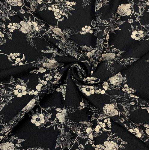 Viskose - Faded Flowers - black