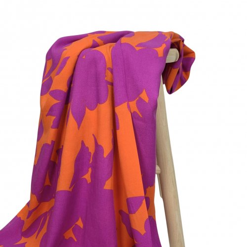 RESTSTÜCK 50cm !!! - Viskose - Kalea Flower - violet/orange