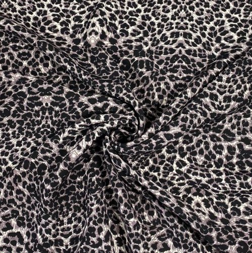 RESTSTÜCK 70cm !!! - Viskose - Leopard - grau schwarz