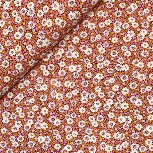 Viskose - Potpouri Flowers - cerise/ocre/creme