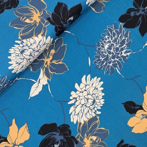 RESTSTÜCK 70cm !!! - Viskose Twill - Flower Agata - blau