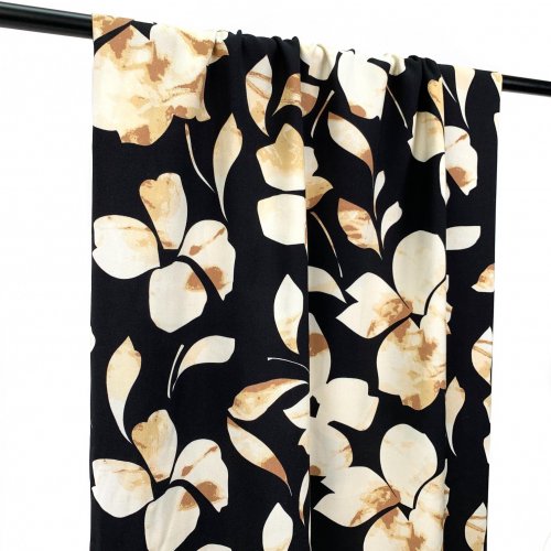 Viskose Twill - Flower Cynthia - beige/schwarz