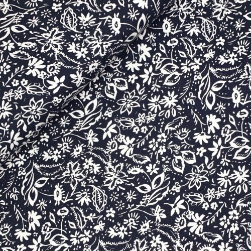 Viskose Twill - Flower Mailin - marine