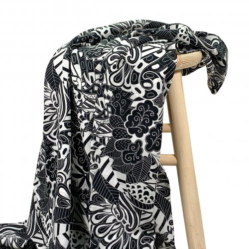 Viskose Voile - Pareo All Over - black/white