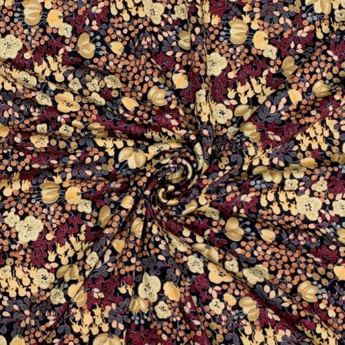 Viskosejersey - Ani Flower - bordeaux/schwarz