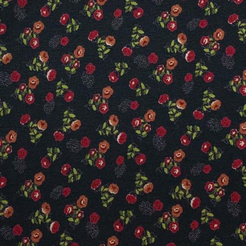 Viskosejersey - Field of Flowers - black