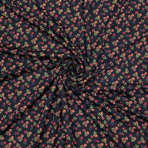 Viskosejersey - Field of Flowers - black