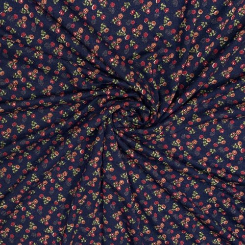 Viskosejersey - Field of Flowers - navy