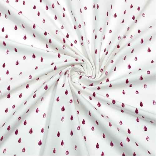 Bio Baumwolljersey - Raindrops - fuchsia