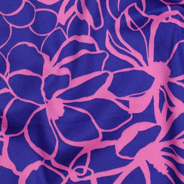 Baumwoll Satin - Magnolia - royal blue - Nerida Hansen