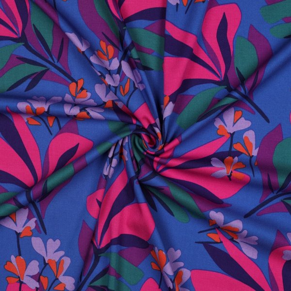 Viskose Stretch - Spring Garden - royal blue/magenta - Nerida Hansen