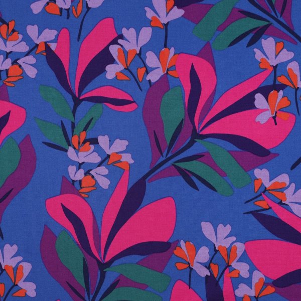 Viskose Stretch - Spring Garden - royal blue/magenta - Nerida Hansen