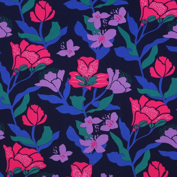 Viskose mit LENZING™ ECOVERO™ Fasern - Amira Floral - navy - Nerida Hansen