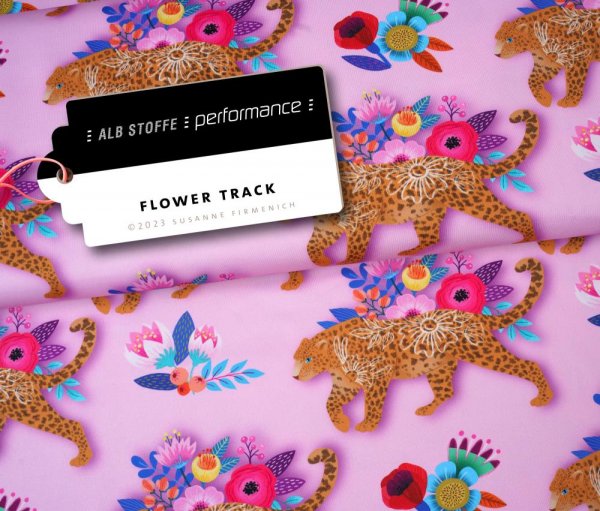 Funktionsstoff - Flower Track - rosa - Col. 33 - Performance - Hamburger Liebe - Albstoffe