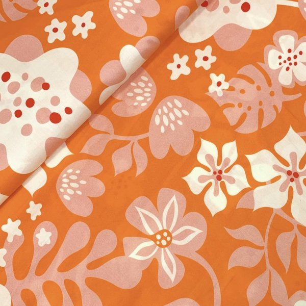 Bio Baumwoll Satin - Fiori - Col. 01 orange - Al Lago - Hamburger Liebe - Albstoffe