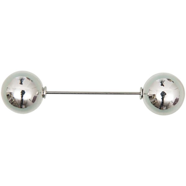 Zwei Perlen Pin - silber - 60mm