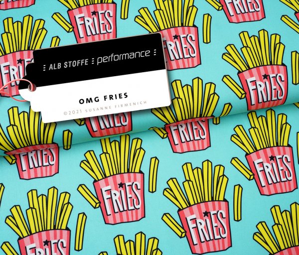 Funktionsstoff - OMG Fries - mint - Col. 23 - Performance - Hamburger Liebe - Albstoffe