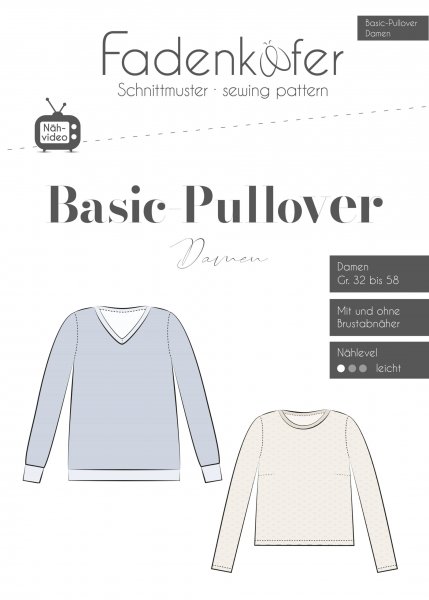 Papierschnittmuster - Basic Pullover - Damen - Fadenkäfer