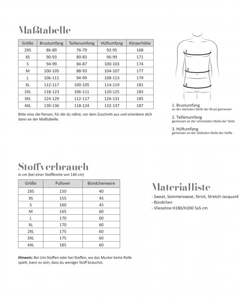 Papierschnittmuster - Basic Pullover - Herren - Fadenkäfer