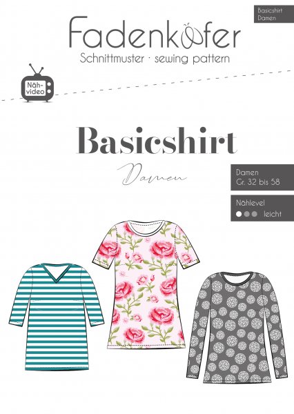 Papierschnittmuster - Basicshirt - Damen - Fadenkäfer