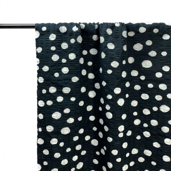 Baumwoll Seersucker - Dots - black