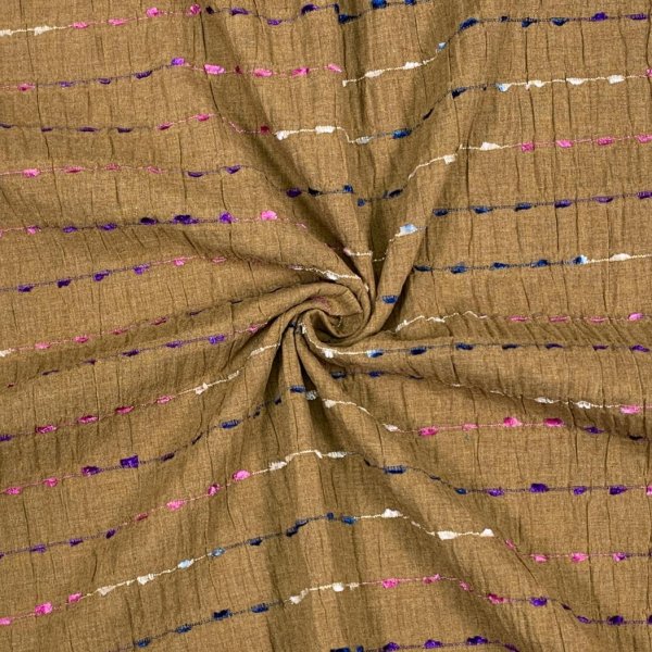 Baumwolle Crinkle - Dobby Stripe - camel