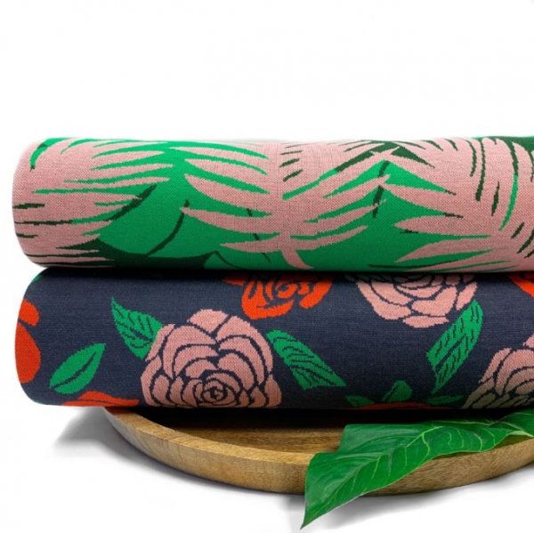 RESTSTÜCK 80cm !!! - Bio Jacquard - Rose - Cozy Jungle