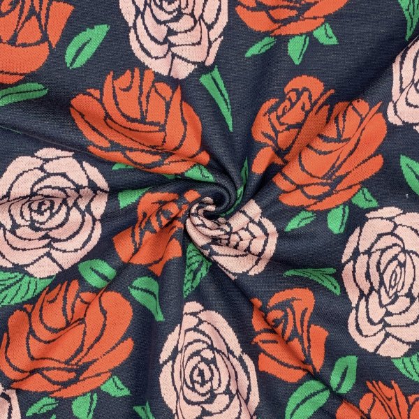 RESTSTÜCK 80cm !!! - Bio Jacquard - Rose - Cozy Jungle