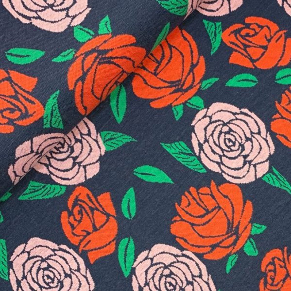 RESTSTÜCK 80cm !!! - Bio Jacquard - Rose - Cozy Jungle