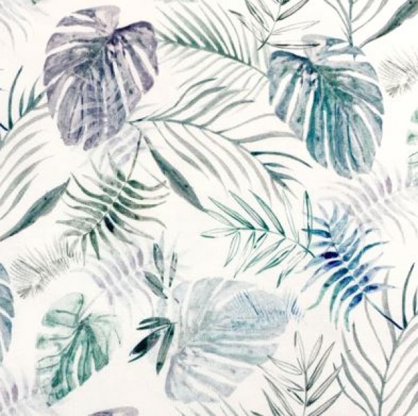 Bio Sommer French Terry - Jungle Leaves - white