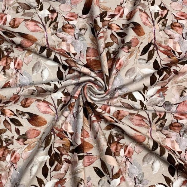 Bio Jersey - Tendril Leaves - beige