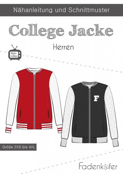 Papierschnittmuster - College Jacke - Herren - Fadenkäfer