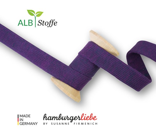 Bio Flachkordel - 1,2 cm - blue navy/viola - Albstoffe - Hamburger Liebe