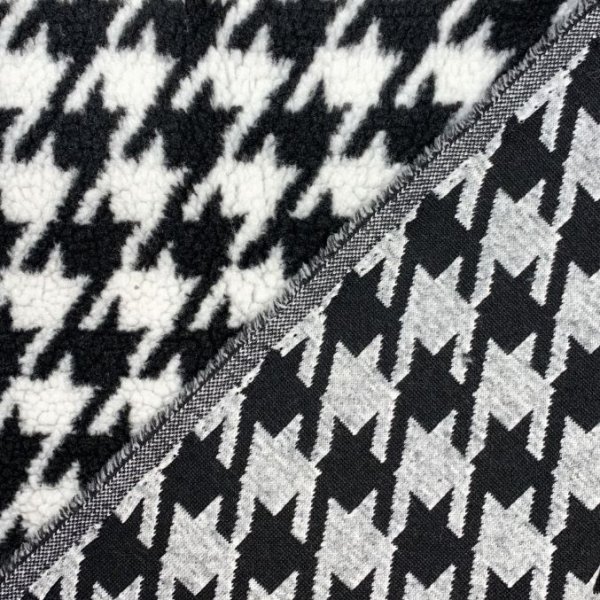 Mantelstoff - Curly Lamb - Houndstooth - ecru