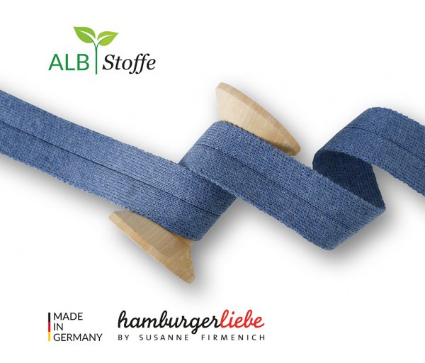 Bio Einfassband/Tresse - Edge me - jeans melange - Sweet Home - Hamburger Liebe - Albstoffe