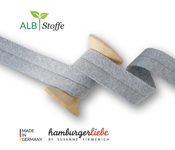 Bio Einfassband/Tresse - Edge me - mittelgrau melange - Sweet Home - Hamburger Liebe - Albstoffe