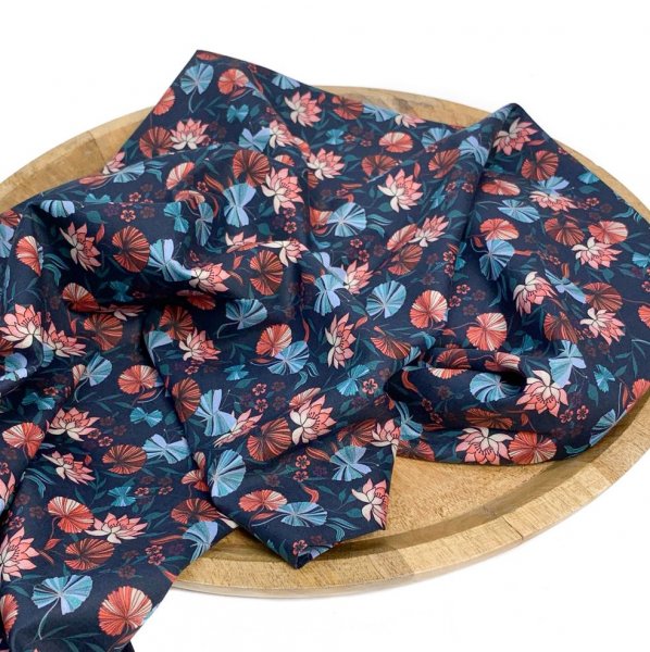 Baumwollwebware - Fan Flowers - navy