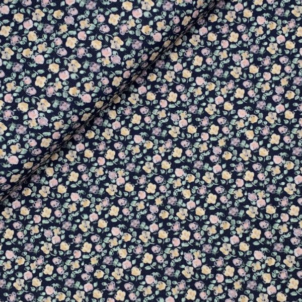 Feincord - Soft Flowers - blue navy