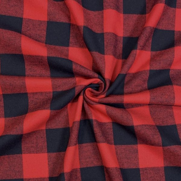 Baumwoll Flanell - Aki Check - red/black