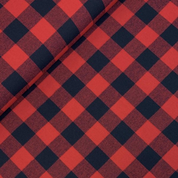 Baumwoll Flanell - Aki Check - red/black