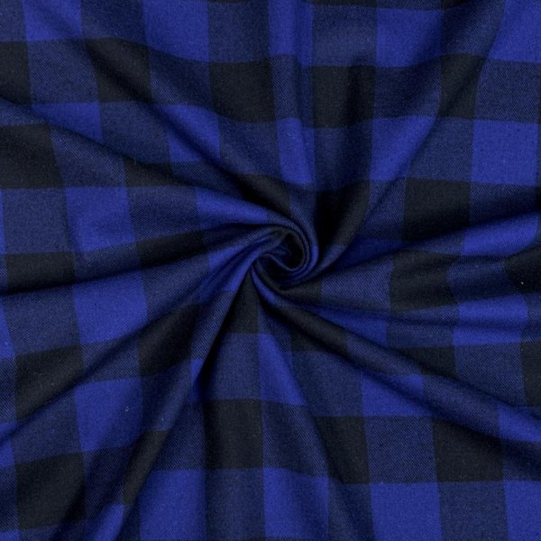 Baumwoll Flanell - Aki Check - royal/black