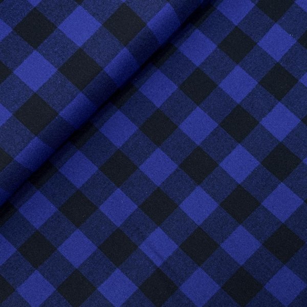 Baumwoll Flanell - Aki Check - royal/black